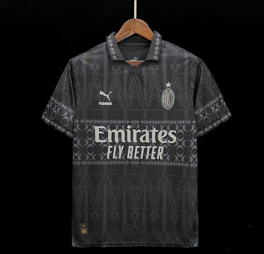 23/24 AC Milan x PLEASURES Forth Black Jersey