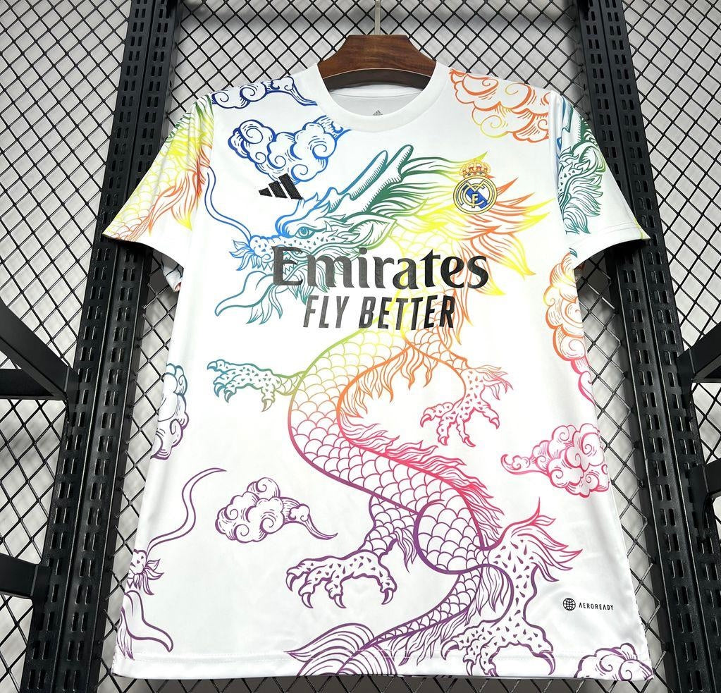 24/25 Real Madrid White Multi-Color Dragon Special Jersey