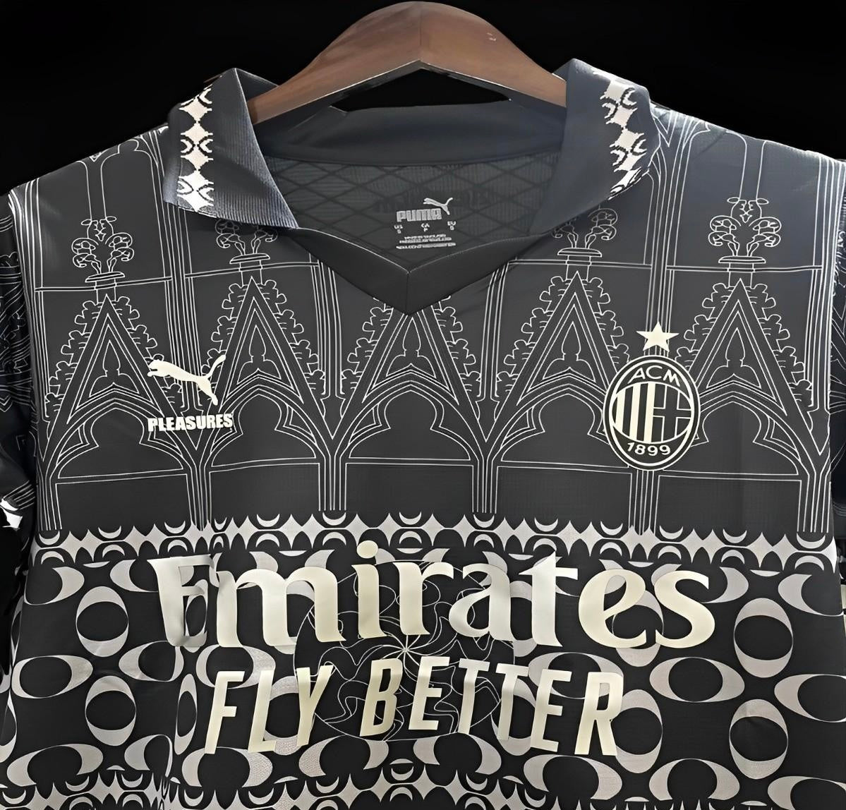23/24 AC Milan x PLEASURES Forth Black Jersey