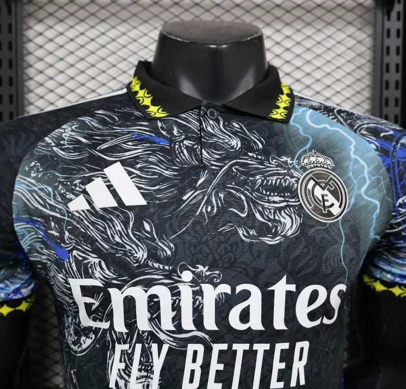 Player Version 24/25 Real Madrid Black/Blue Dragon Special Jersey